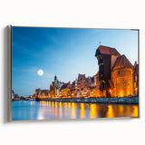Framed canvas of a vintage European landscape painting in muted colors, ideal for living room decor.