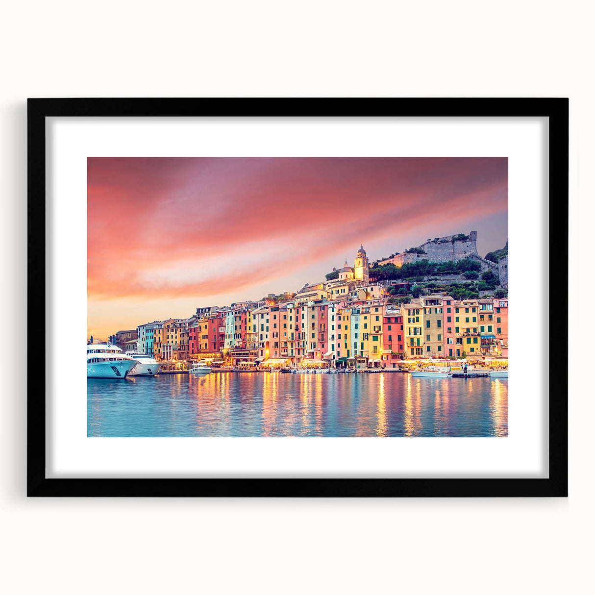 Abstract art print of Porto's landscape in vibrant colors on a textured, extra large canvas, ideal for living room decor.