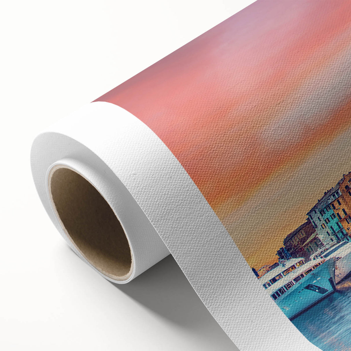 Art deco poster of Porto scenery with vivid blue and white tones on rolled canvas, ideal for nursery wall art or dining room.