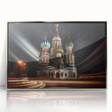 Large art print of Moscow scenery in muted earth tones on a silver-framed acrylic, ideal for modern art wall decor.