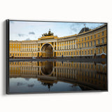Black and white framed canvas of a vintage Petersburg landscape, ideal for bedroom decor.