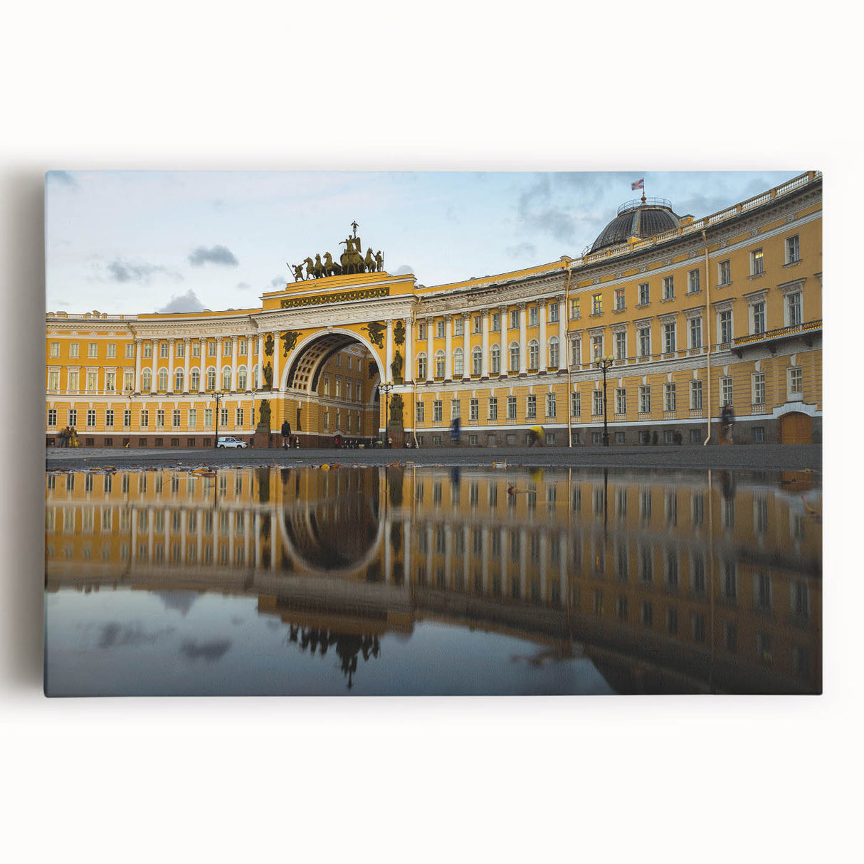 Black and white stretched canvas of St. Petersburg scenery, ideal for kitchen wall art or bedroom ambiance.