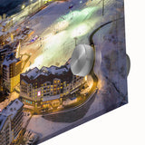 Large abstract wall art featuring a mid-century modernist depiction of Sochi, Russia, in muted earth tones on acrylic glass.