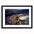 Extra large abstract art print depicting colorful, textured scenery of Sochi, Russia, in a black frame.
