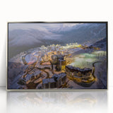 Large art print of Sochi scenery in muted blue and green tones on a silver-framed acrylic, ideal for modern art wall decor.