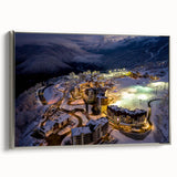 Framed canvas featuring a vintage-style landscape painting of Sochi with vibrant colors and black accents.