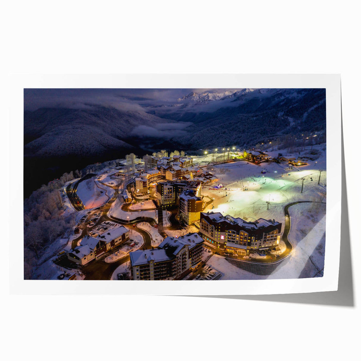 Extra large rolled print depicting a floral scene in Sochi, Russia, in soft pastel shades, ideal for art wall dining room.