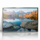 Framed acrylic print of a European landscape in muted earth tones, ideal for modern art wall decor.