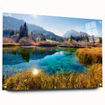 Acrylic print of a Slovenian landscape in muted earth tones, ideal for dining room decor.