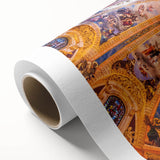 Art Deco poster of Madrid skyline in pastel shades on rolled canvas, suitable for nursery wall art.