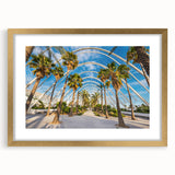 Extra large abstract art print of Valencia scenery in vibrant gold tones on a framed canvas, ideal for living room decor.