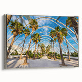 Landscape art painting of Valencia with colorful palette on silver-framed canvas, ideal for living room decor.