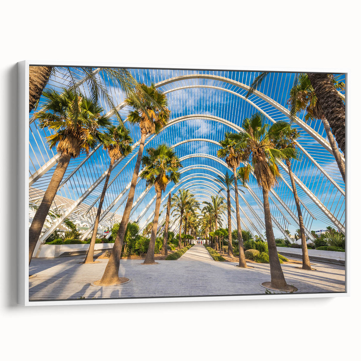 Vintage poster art of Valencia scenery on a large framed canvas with vibrant colors, suitable for living room decor.