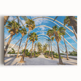 Black and white photograph of Valencia streetscape on stretched canvas, ideal for kitchen art.