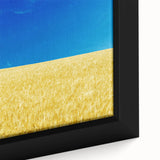 Black wall art depicting a textured European scenery in vibrant colors on a large framed canvas, ideal for living room decor.