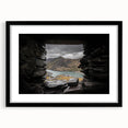 Abstract art print of a vibrant, textured European scenery in an extra large black frame, ideal for living room decor.
