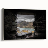Framed canvas of a vintage Welsh landscape painting in colorful tones, ideal for living room decor.