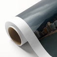 Art Deco style poster of Acapulco scenery on rolled canvas, featuring pastel shades, ideal for nursery wall art.