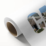 Art deco poster of Cancun scenery in pastel shades on rolled canvas, ideal for nursery wall art.