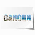 Extra large rolled canvas print featuring a scenic Cancun landscape with vibrant blue and green tones.