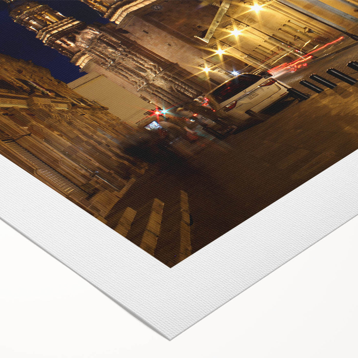 Art deco poster of Mexico City skyline in muted gray and blue tones on rolled canvas, suitable for dining room wall art.