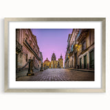 Textured abstract art print of Guanajuato, Mexico in muted earth tones, framed in silver, ideal for bedroom art.
