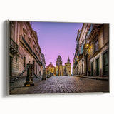 Framed canvas of a vintage-style landscape art painting depicting colorful Guanajuato, Mexico.