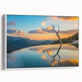 Framed canvas vintage poster art featuring a colorful Oaxaca, Mexico scenery, ideal for living room decor.