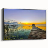 Black and white framed canvas featuring a vintage landscape of Quintana Roo, ideal for bedroom wall decor.
