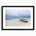 Abstract art print of Yucatan scenery in vibrant colors on a textured, extra large canvas, ideal for living room decor.