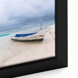 Extra large framed canvas featuring a textured, colorful Mexican Yucatan scenery, ideal for living room decor.