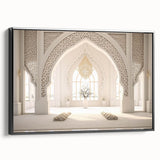Black and white landscape art painting of a Middle Eastern scenery on framed canvas, suitable for bedroom wall decor.
