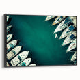 Framed canvas featuring a black and white landscape painting of Dubai's skyline, ideal for bedroom wall decor.
