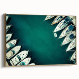 Framed canvas wall art featuring a vintage-style landscape painting of Dubai with a dominant black and gold color palette.