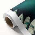 Art Deco poster of Dubai skyline in pastel shades on rolled canvas, ideal for nursery wall art.