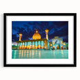 Extra large framed wall art depicting an abstract, colorful scenery of Iran in vibrant hues on a textured canvas.