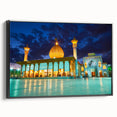 Black and white landscape art painting of a Middle Eastern scenery on framed canvas, suitable for bedroom decor.