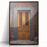 Large abstract wall art depicting a Middle Eastern urban scene in muted earth tones on a framed acrylic.