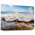 Acrylic print of the Dead Sea in muted blue and gray tones, suitable for bedroom or dining room decor.