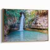 Framed canvas featuring a vintage-style landscape painting of a Middle Eastern scene, ideal for bedroom wall art.