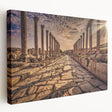 Middle Eastern desert landscape on stretched canvas, featuring muted earth tones, ideal for kitchen wall art.