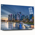 Acrylic print of a large abstract depiction of Qatar's landscape in earthy tones, ideal for dining room decor.