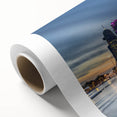 Art Deco style poster of a Middle Eastern Qatar scenery in muted earth tones on rolled canvas, ideal for nursery wall art.