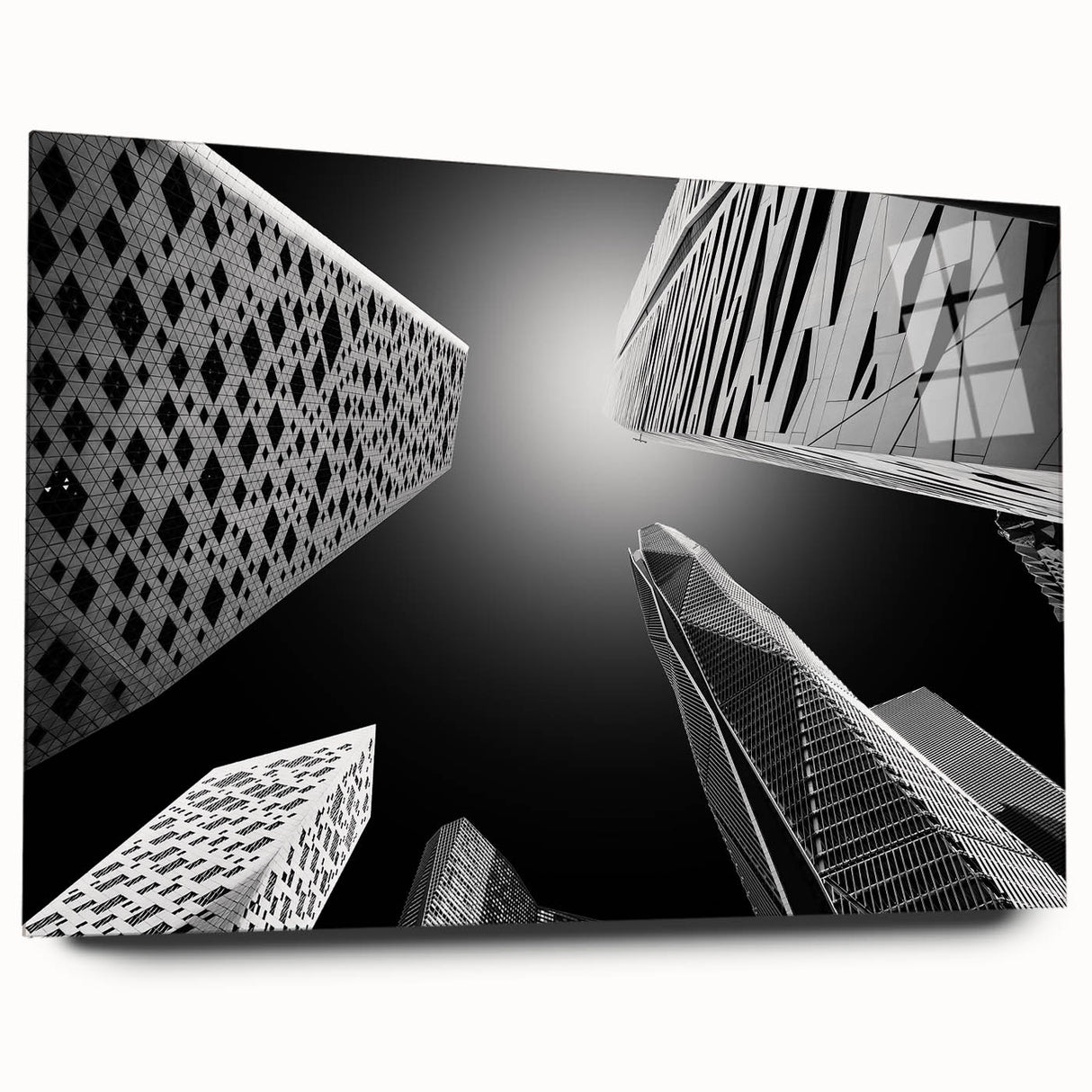 Large abstract wall art depicting a serene Saudi Arabian landscape in muted earth tones, printed on acrylic glass.