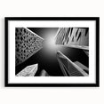 Extra large abstract art print of a colorful, textured Middle Eastern scenery on a black framed canvas.