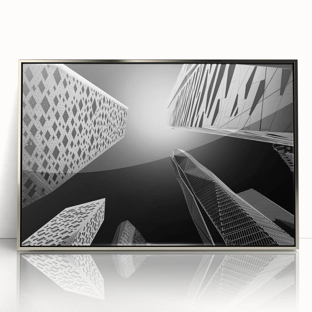 Mid-century modernist art depicting a serene Saudi Arabian landscape, in muted earth tones on a framed acrylic print.