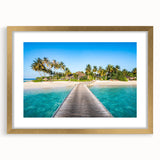 Extra large abstract art print of a textured oceanic scene in muted blue and grey tones, framed in gold.