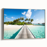 Landscape art painting of Tahiti with vibrant colors on a framed canvas, ideal for living room decor.