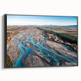Black and white framed canvas depicting a vintage-style landscape of Canterbury, New Zealand, ideal for bedroom wall art.