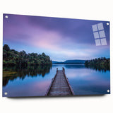 Acrylic print of a large abstract depiction of New Zealand's West Coast in muted blue and green tones.